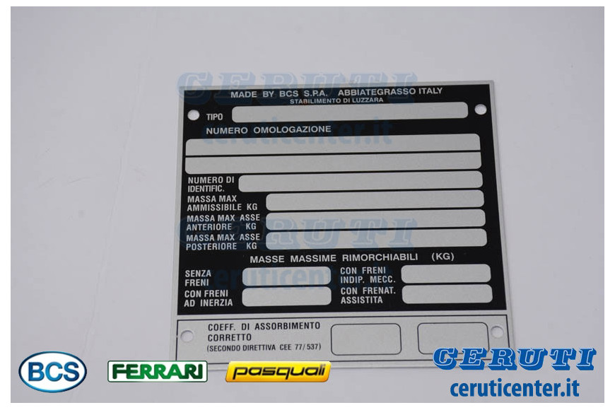 Plate - BCS genuine - 58072737