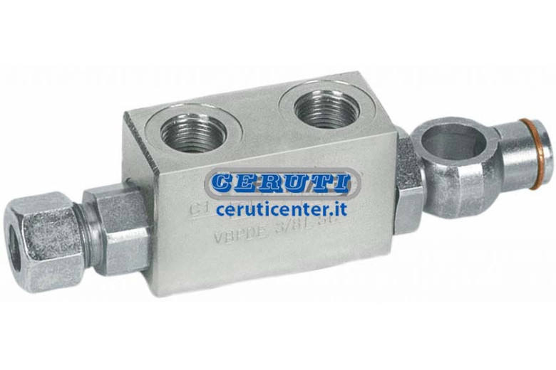 Doublr Pilot Operated Check Valve With Adjustable Banjo Union Flow Rate 30 L/Min Couplings V1-V2-C1-C2 3/8" Gas