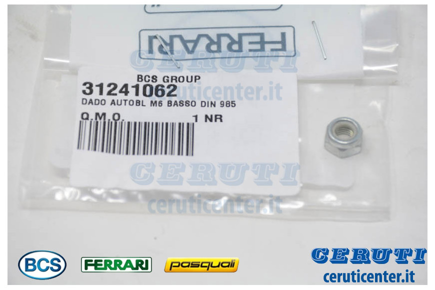 Selflock Nut M6 - BCS genuine -  31241062 - replaces - P000000002277, 58165292