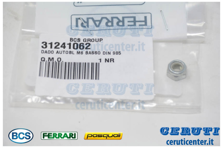 Selflock Nut M6 - BCS genuine -  31241062 - replaces - P000000002277, 58165292