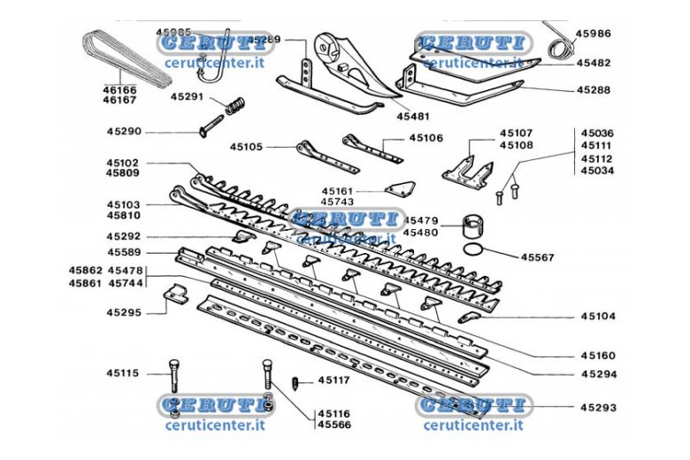 Spare Parts Of Gaspardo Mowers Gribaldi & Salvia Mod. Superior 72