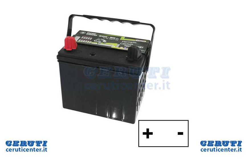 30 Ah, Polo Positivo a SX, L. mm 190, P. mm 130, H. mm 190