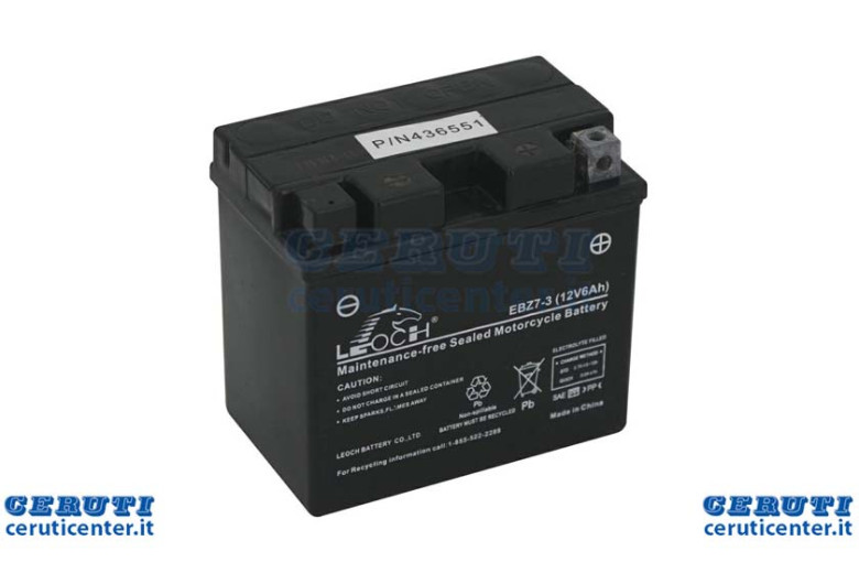 6 Ah pôle positif à DX, L. 112 mm, 66 mm P., H. 102 mm de batterie utilisé sur Rider 77
