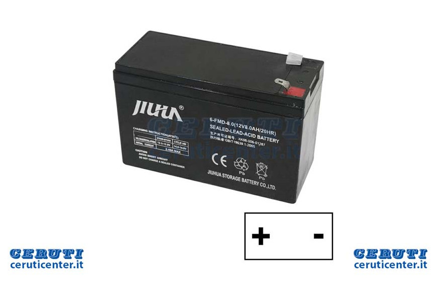 8 Ah, Positive Pole in SX, L. 150 mm, 65 mm P., H. mm 95. Battery for sprayer WS15DA / 201050