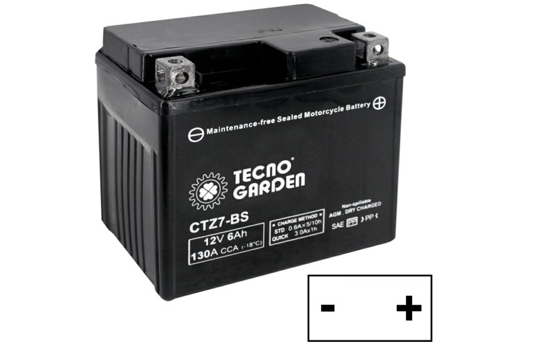 6 Ah, Polo Positivo A Dx, L. Mm 113, P. Mm 70, H. Mm 107, H. Totale Mm 107. Batteria Agm Husqvarna Rider 77 