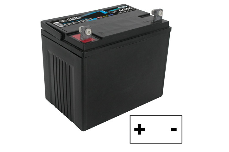 24 Ah, Positive Pole A Sx, L. Mm 196, P. 130 Mm, Mm H. 160, H.Totale 176 Mm. AGM Battery mower