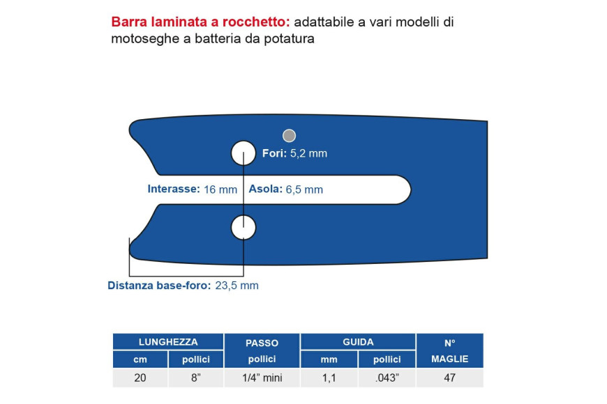 Laminated Barra Spool 20 cm - 8 "Step 1.1 Mm - .043" 47 Maglie