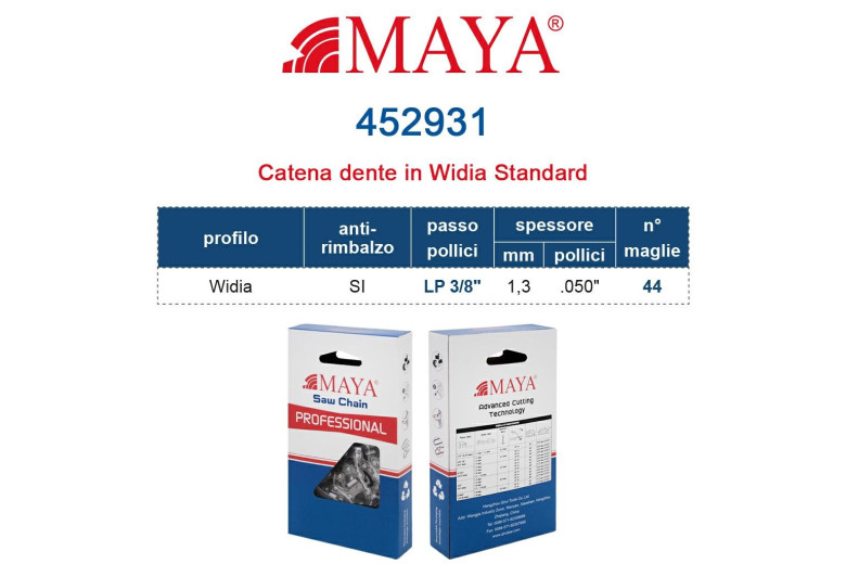 Chain packed Lp 3/8 "- 1.3 Mm .050" - 44 Maglie Widia With Rebound