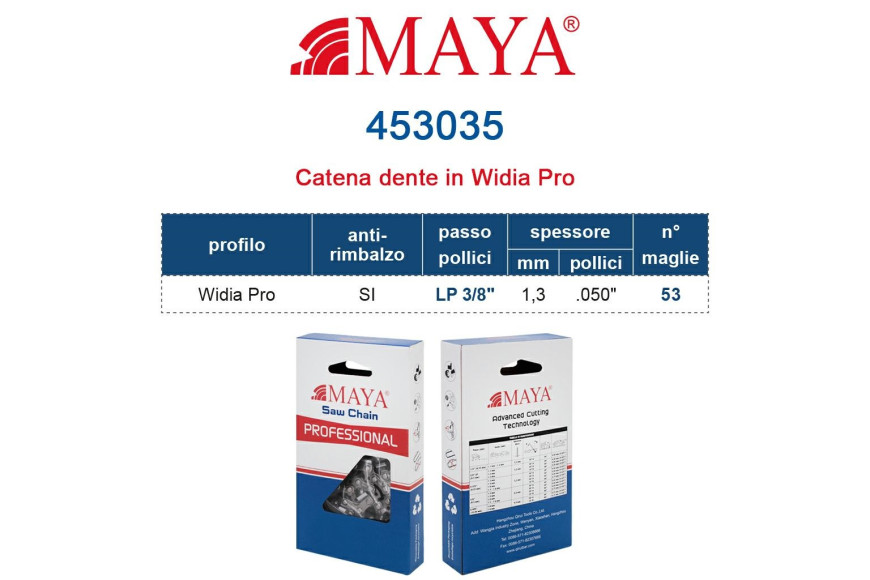 Chaîne emballé Lp 3/8 "- 1,3 mm 0,050" - 53 Maglie Widia Avec Rebond