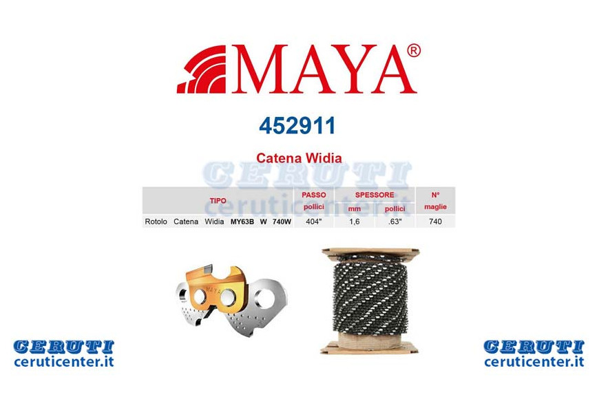 Rouleau chaîne 404 « - 1,6 mm 0,063 » - 740 Magliewidia Avec Rebond