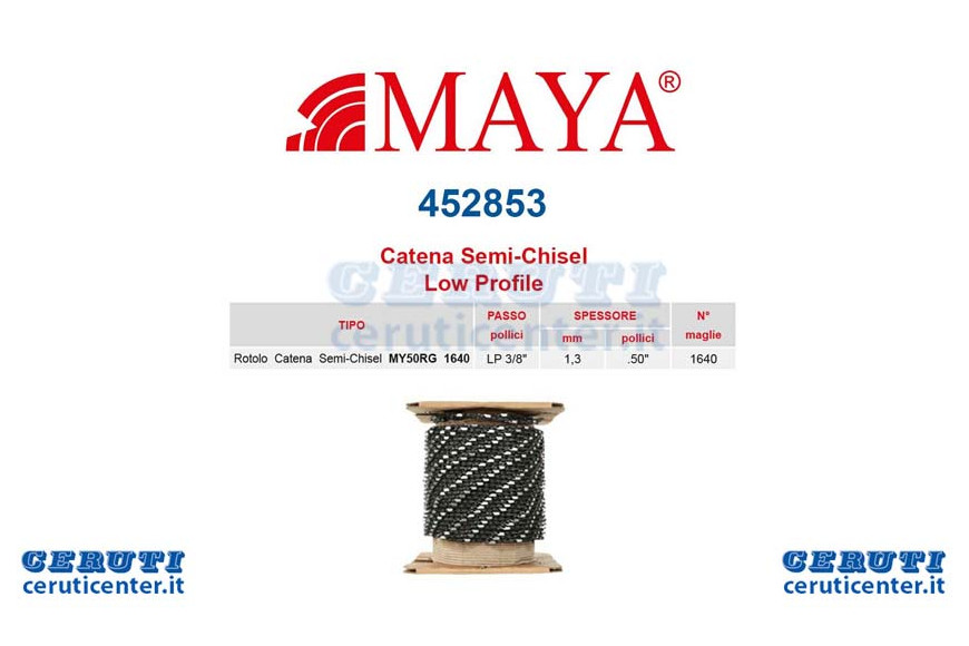 Rouleau chaîne Lp 3/8 "- 1,3 mm 0,050" - 1,640 Maglieprof. Avec S.Tondo Rebond