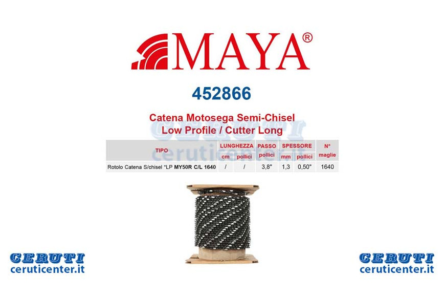 Cadena rollo Lp 3/8 "- 1,3 mm 0.050" - 1.640 Maglieprof. A lo largo de S.Tondo Sin Rebote