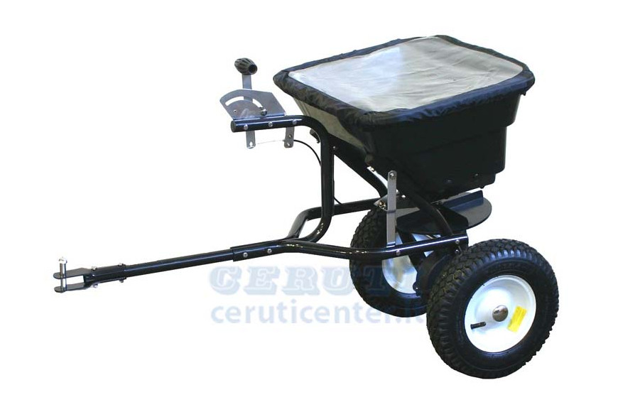 Fertilizer spreader tow with rubber wheels 10 ", max 45 Kg capacity
