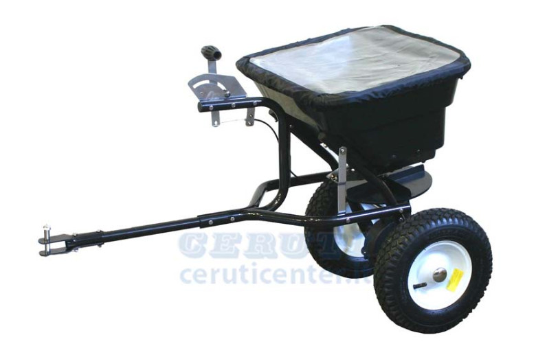 Fertilizer spreader tow with rubber wheels 10 ", max 45 Kg capacity