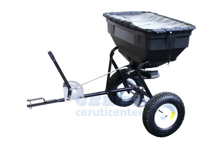 Fertilizer spreader tow with rubber wheels 14 ", max 56 Kg capacity