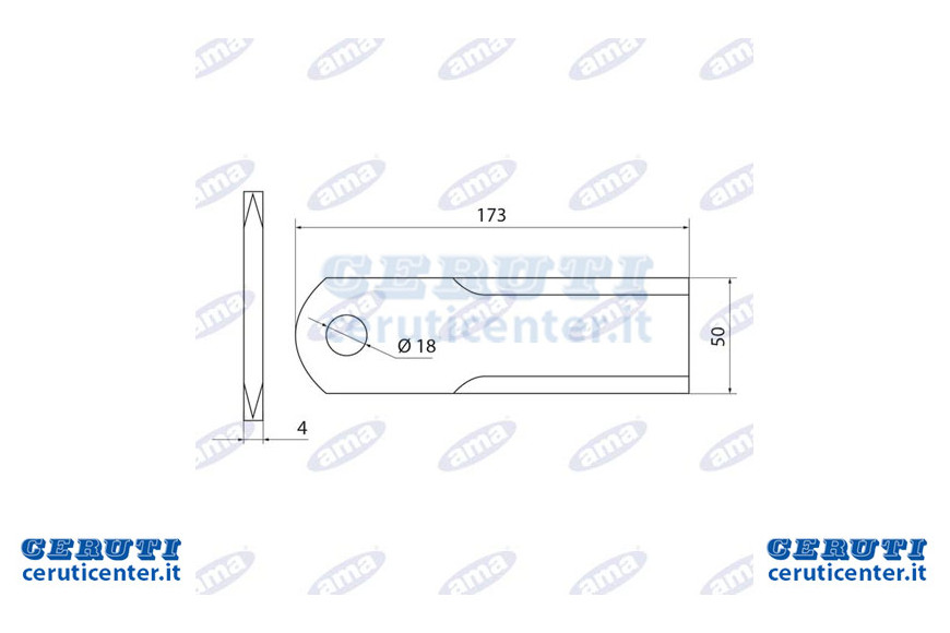 Coltello Trinciapaglia 173X50X4 Ø Foro 18Mm