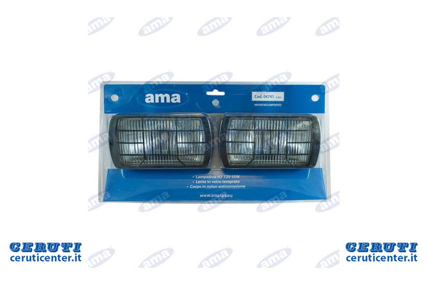 Kit 2 Headlights Halogens From Work With Rectangular Grid 174X92Mm