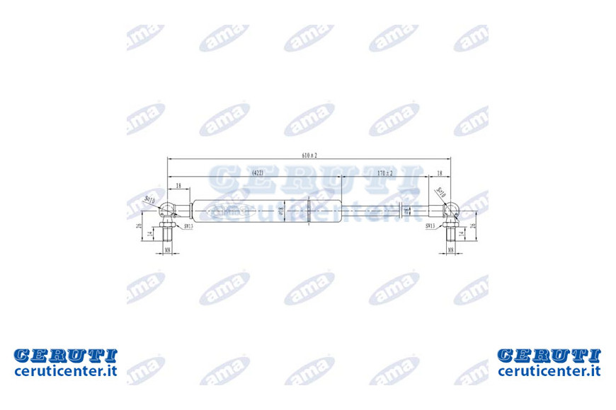 Extension Spring Un gaz Max 610 Mm 140N