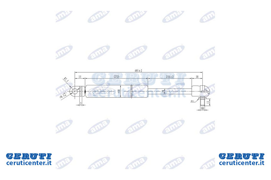 Extension Spring Un gaz Max 495 Mm 150 N