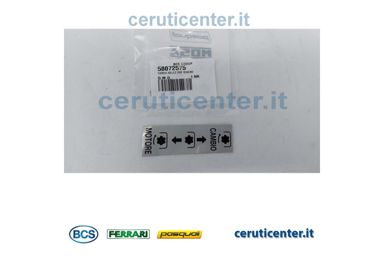 Plate - BCS genuine - 58072575 - replaces - 58070567, 58173794