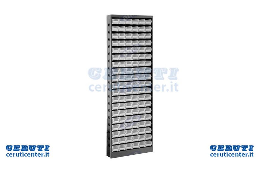 Metallic Schrank mit 114 Containern