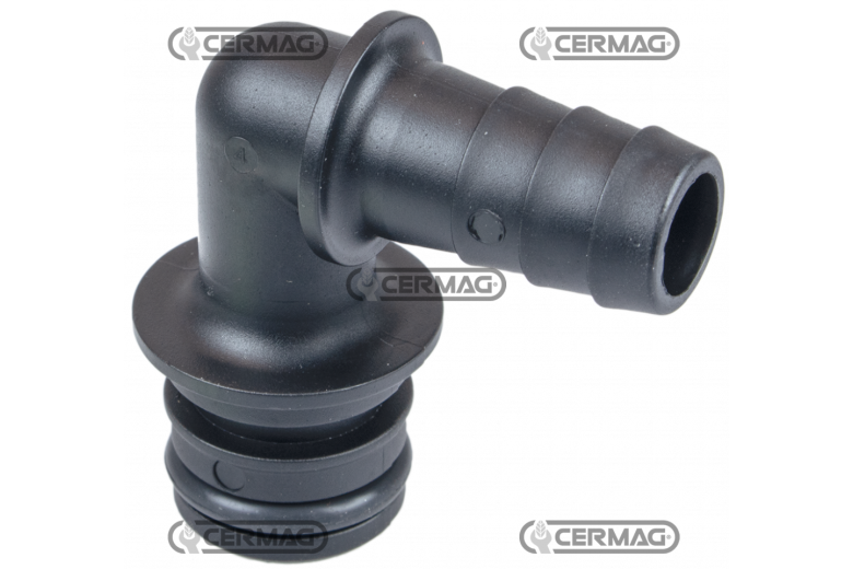Raccordo a 90° con portagomma Diametro del tubo 13 mm