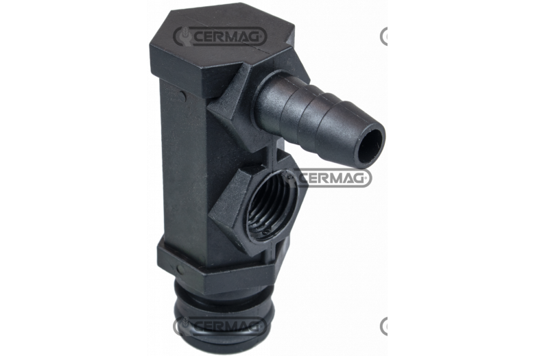 Raccordo a 90° con portagomma Diametro del tubo 10 mm Filetto 1/4" NPT