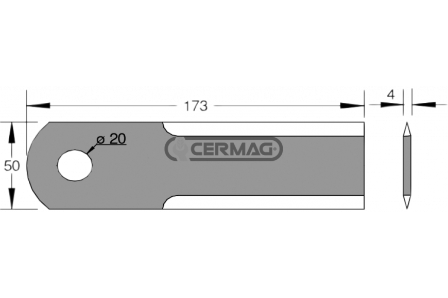 Coltello per trinciapaglia Dimensioni 173x50x4 mm - Adattabile a OEM 0007368720