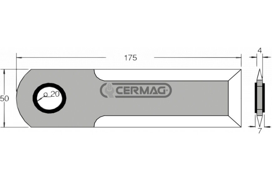 Coltello per trinciapaglia Dimensioni 175x50x4 mm - Adattabile a OEM 0007557871