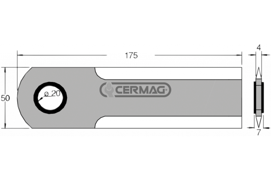 Coltello per trinciapaglia Dimensioni 175x50x4 mm - Adattabile a OEM 0007558740