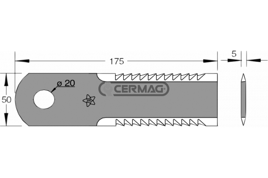 Coltello per trinciapaglia dentato Dimensioni 175x50x5 mm - Adattabile a OEM 87318316