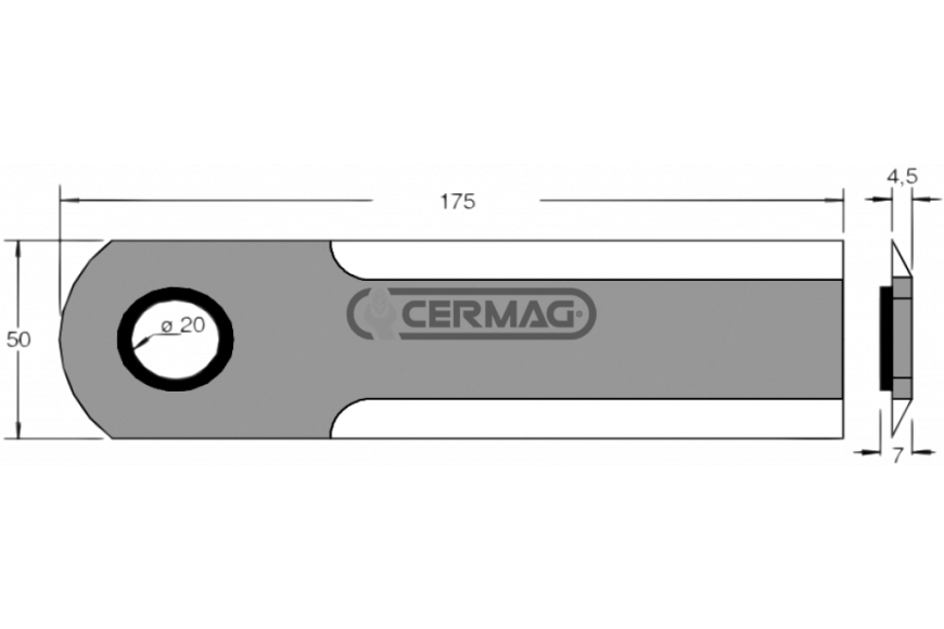 Coltello per trinciapaglia Dimensioni 175x50x4.5 mm - Adattabile a OEM 1994760C4 - 44443