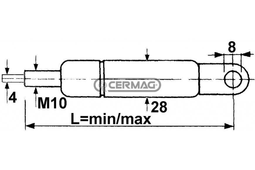 Molla a gas Forza 450 N Lunghezza minima 192 mm Lunghezza massima 237 mm - Adattabile a OEM 6517916M1