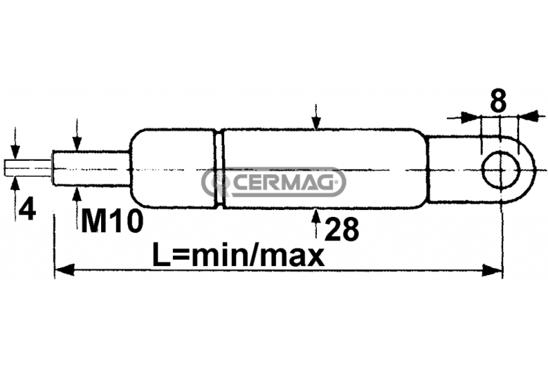 Molla a gas Forza 450 N Lunghezza minima 192 mm Lunghezza massima 237 mm - Adattabile a OEM 6517916M1
