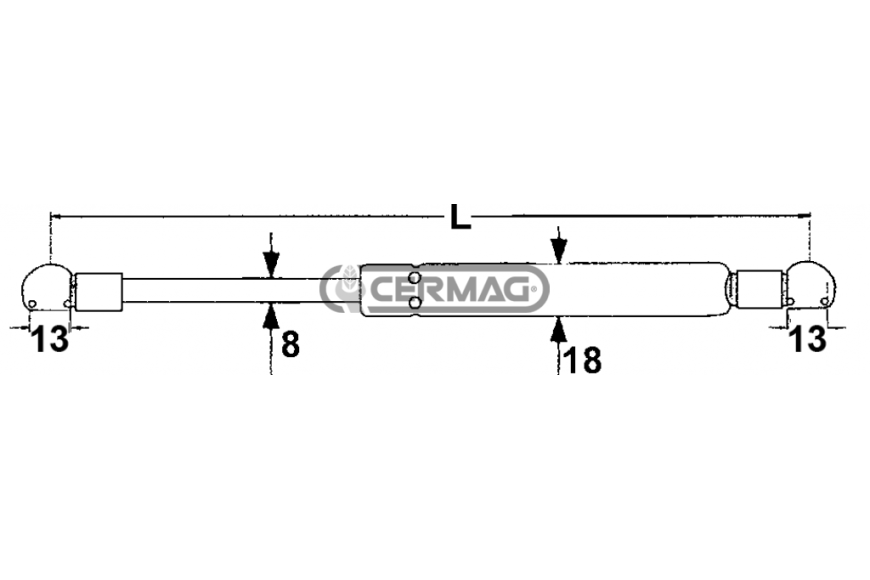 Molla a gas Forza 230 N Lunghezza minima 304 mm Lunghezza massima 502 mm - Adattabile a OEM 04388075 - 04357779 - 04336970 - 043