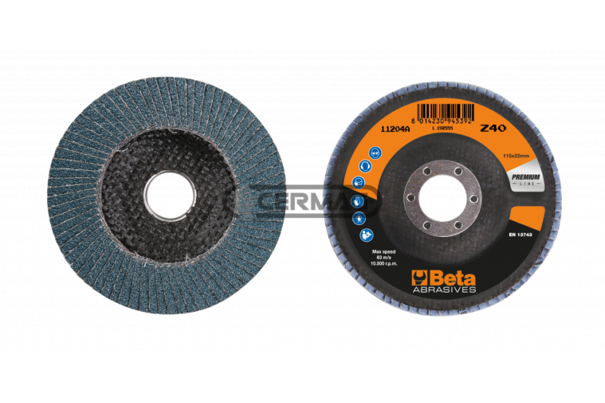 Disco a lamella con tela in zirconio Misura 115 - P.40