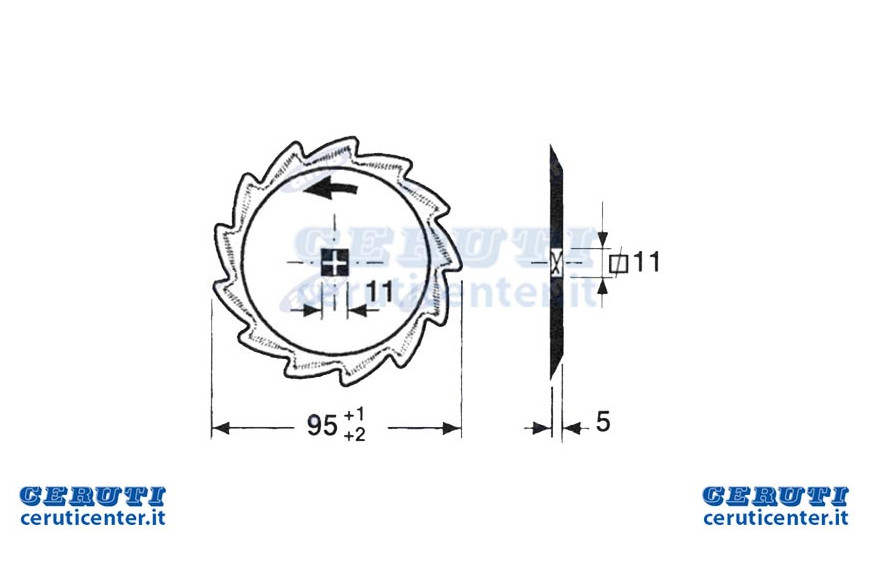 Coltello Dentato Per Carro Miscelatore Ø 95Mm