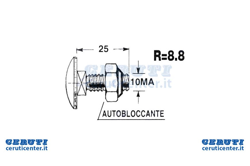 Bolt M10x25 (+ écrou R8.8) Pour Couteau Wagon Mixer