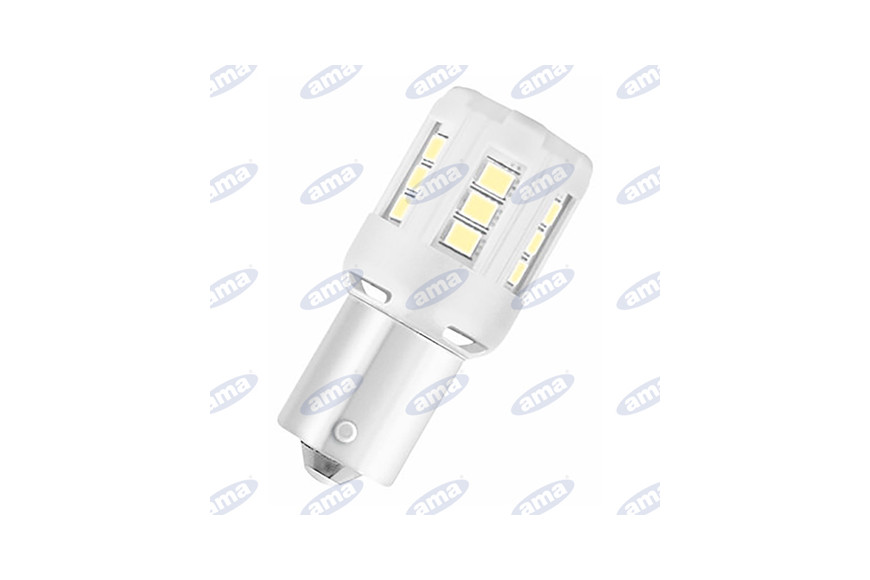 Ampoule LED 12V 2.5W BA15S P21W jaune clair Blister 6000K 2 pièces Pas Ece