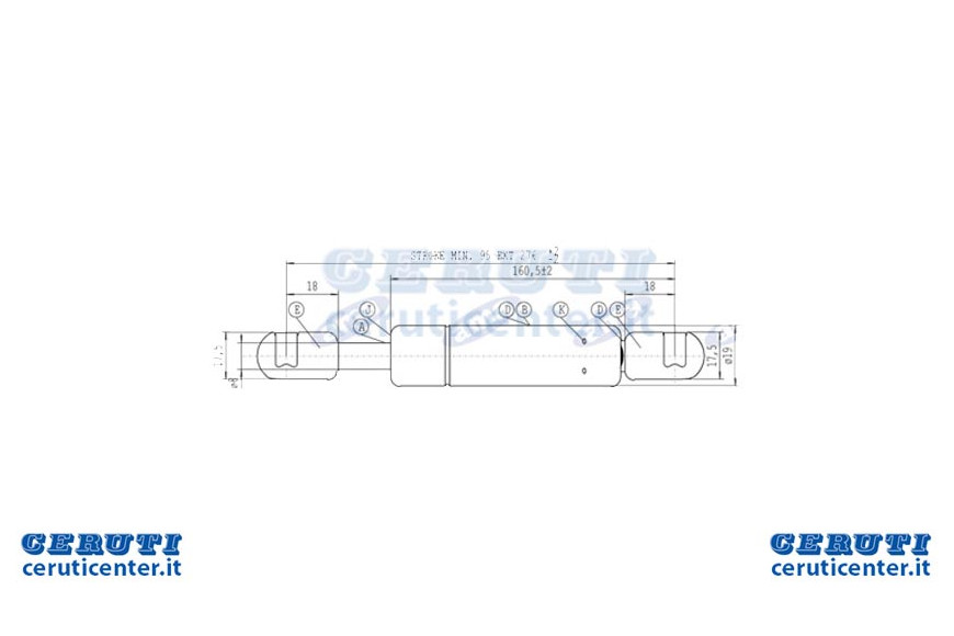 Spring Un gaz Stabilus Extension Max 276 Mm 250N