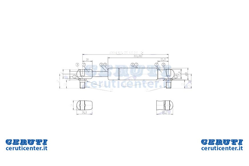 Spring Un gaz Stabilus Extension Max 585 Mm 150N