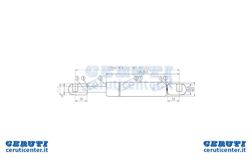 Spring Un gaz Stabilus Extension Max 486 Mm 200N