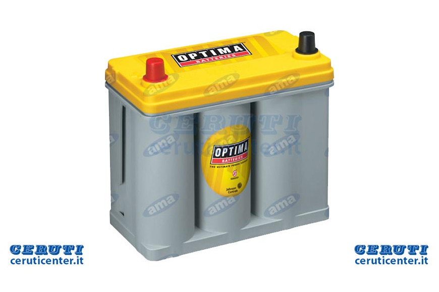 Batería de 12V 38Ah Optima Yellowtop Spunto 460A, 237X129X227 mm a la izquierda, y, s 2,7