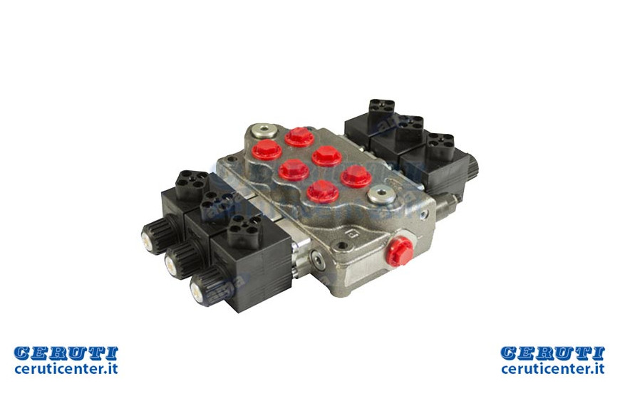 Distributor Modell Walvoil Sd5 A Double Effect 3 Sections 40 Liter. Elektro-Befehl