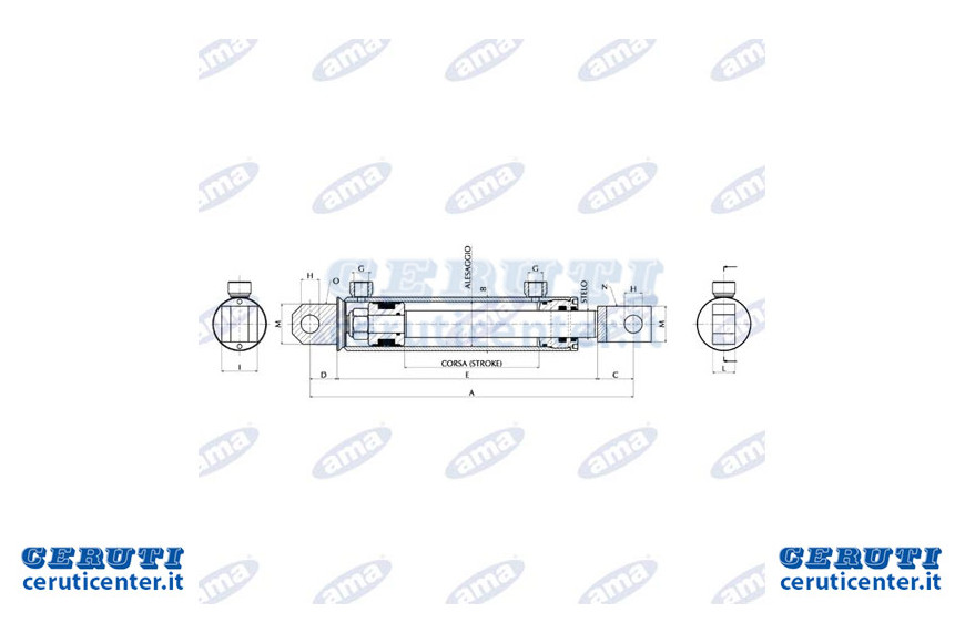 Cilindro Idraulico 060X040X0300  Con Forcelle - Ama