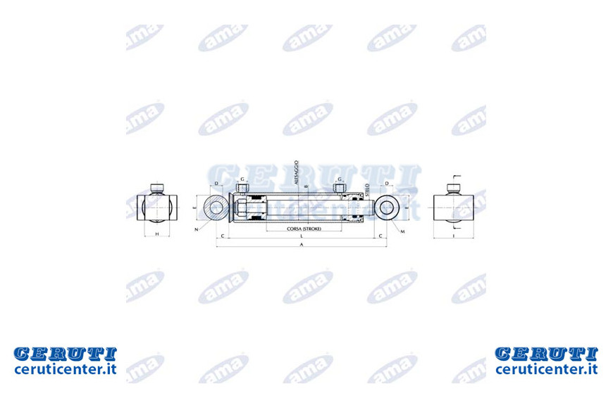 Cilindro Idraulico 060X040X0800  Con Boccole - Ama
