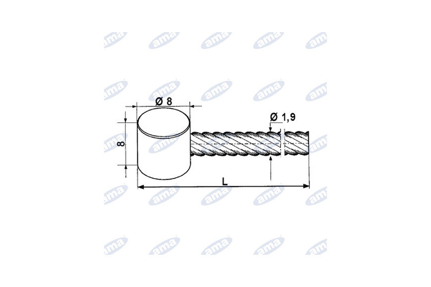 Câble Ø 1,9 mm Avec 8x8mm Barrel