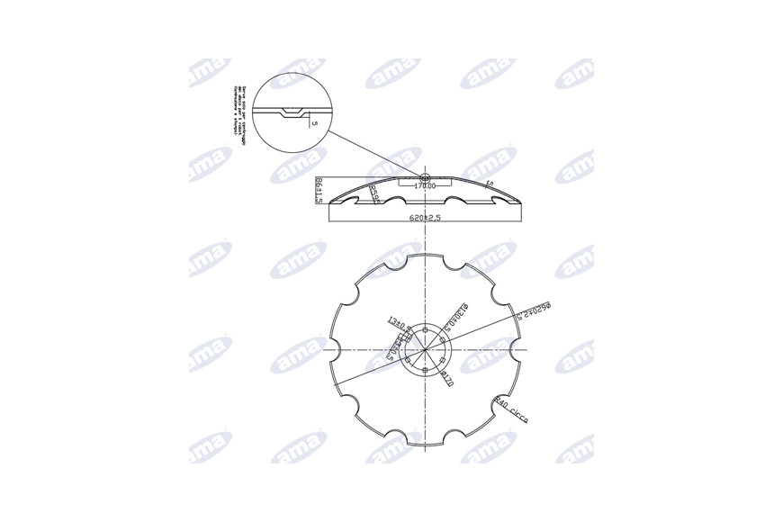 Disco 620 convexo, dentada Sp. 5 Mm