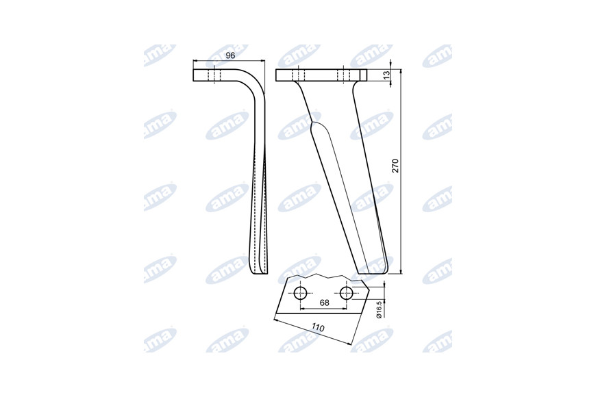Dent gauche Kuhn Adaptable Référence 52549500