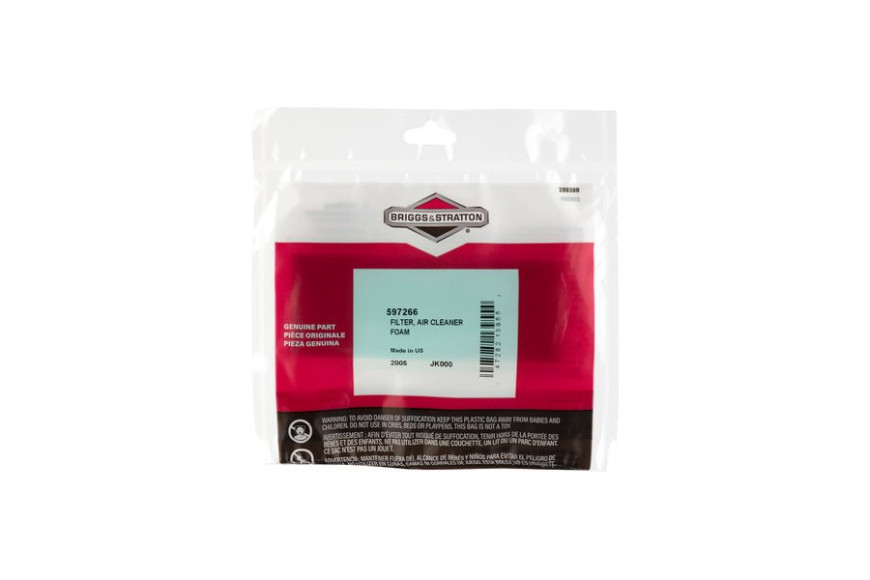 Filter, Air Cleaner Foam - 597266 -  Briggs & Stratton - Genuine Spare Parts